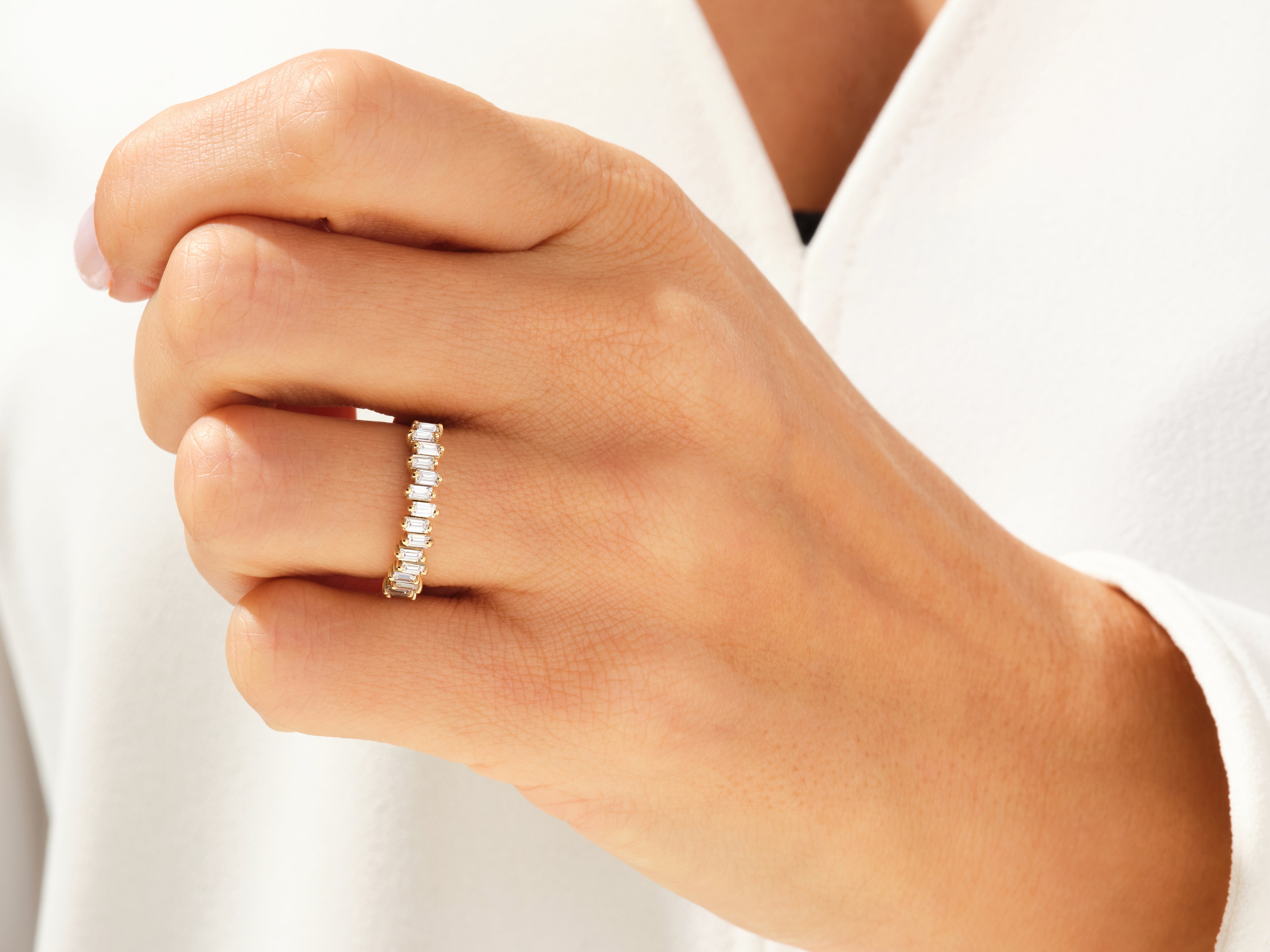 Vertikaler Baguetteschliff-Moissanit-Ehering