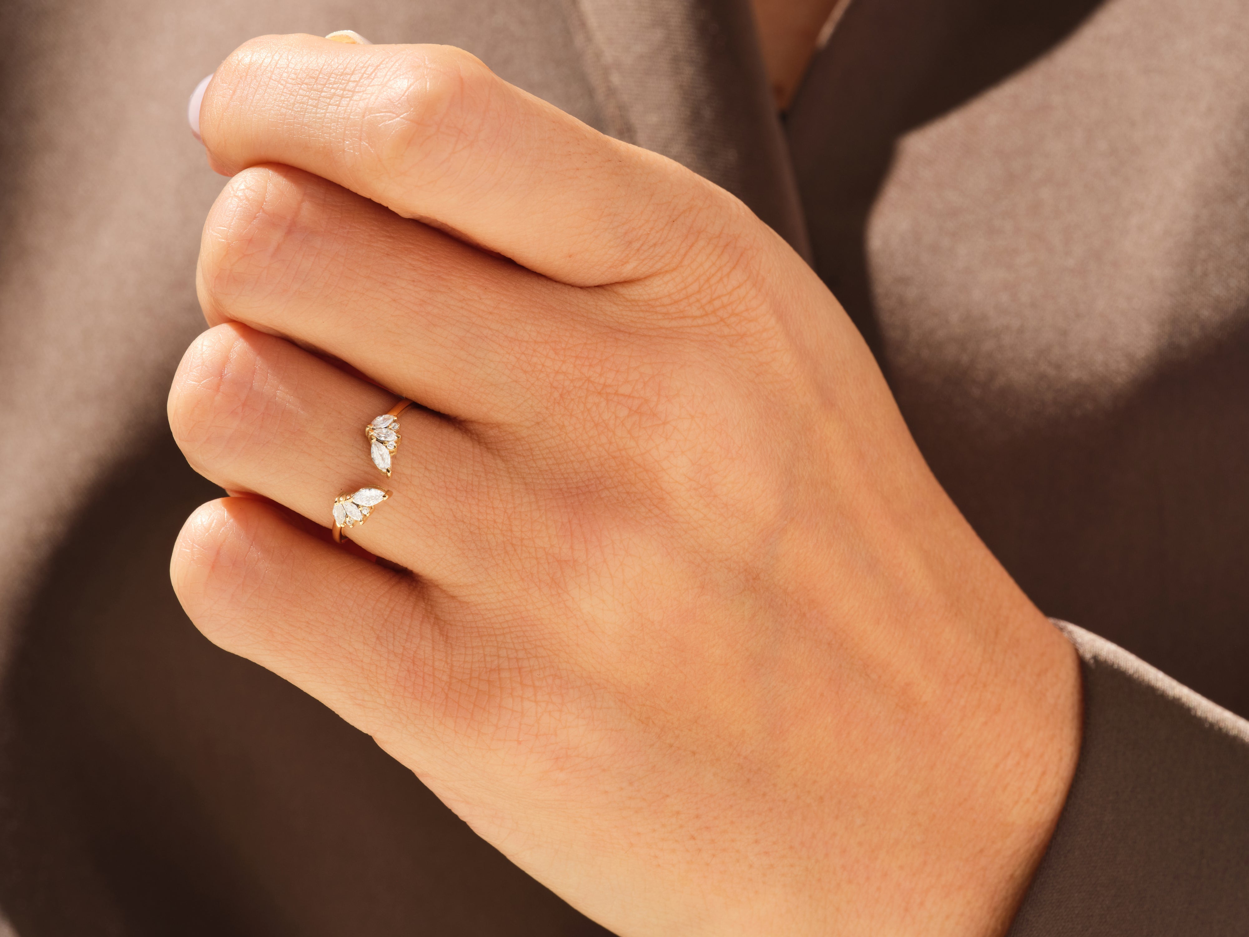 Offener Marquise-Cluster Moissanit-Ehering