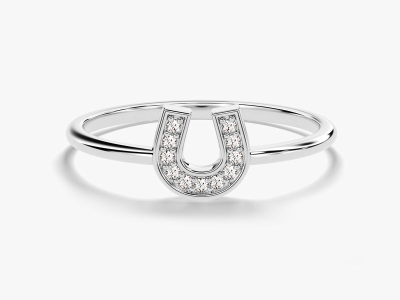 Diamond horseshoe ring in white gold for jewelry lovers