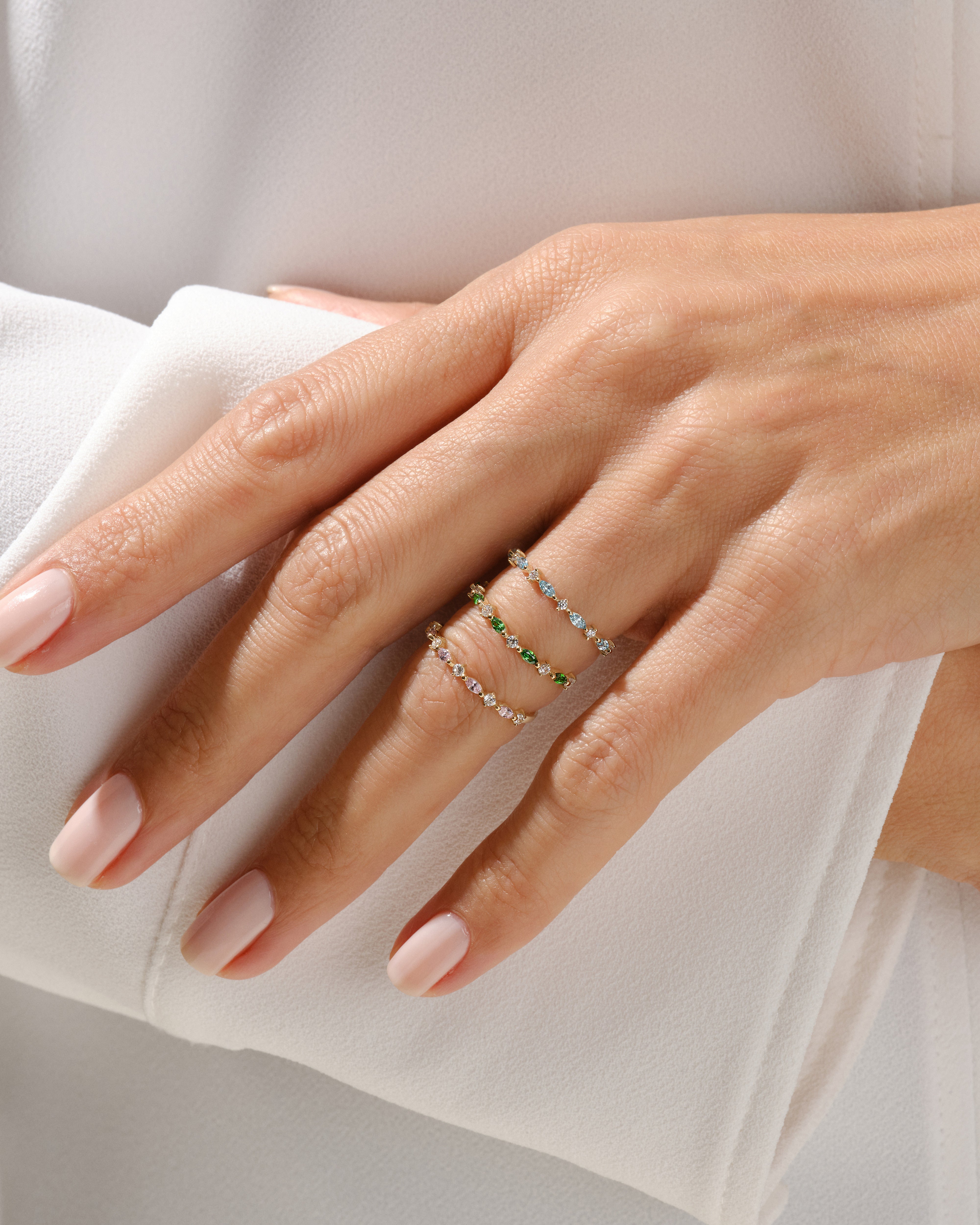 Marquise- und Rundschliff Geburtsstein-Ring