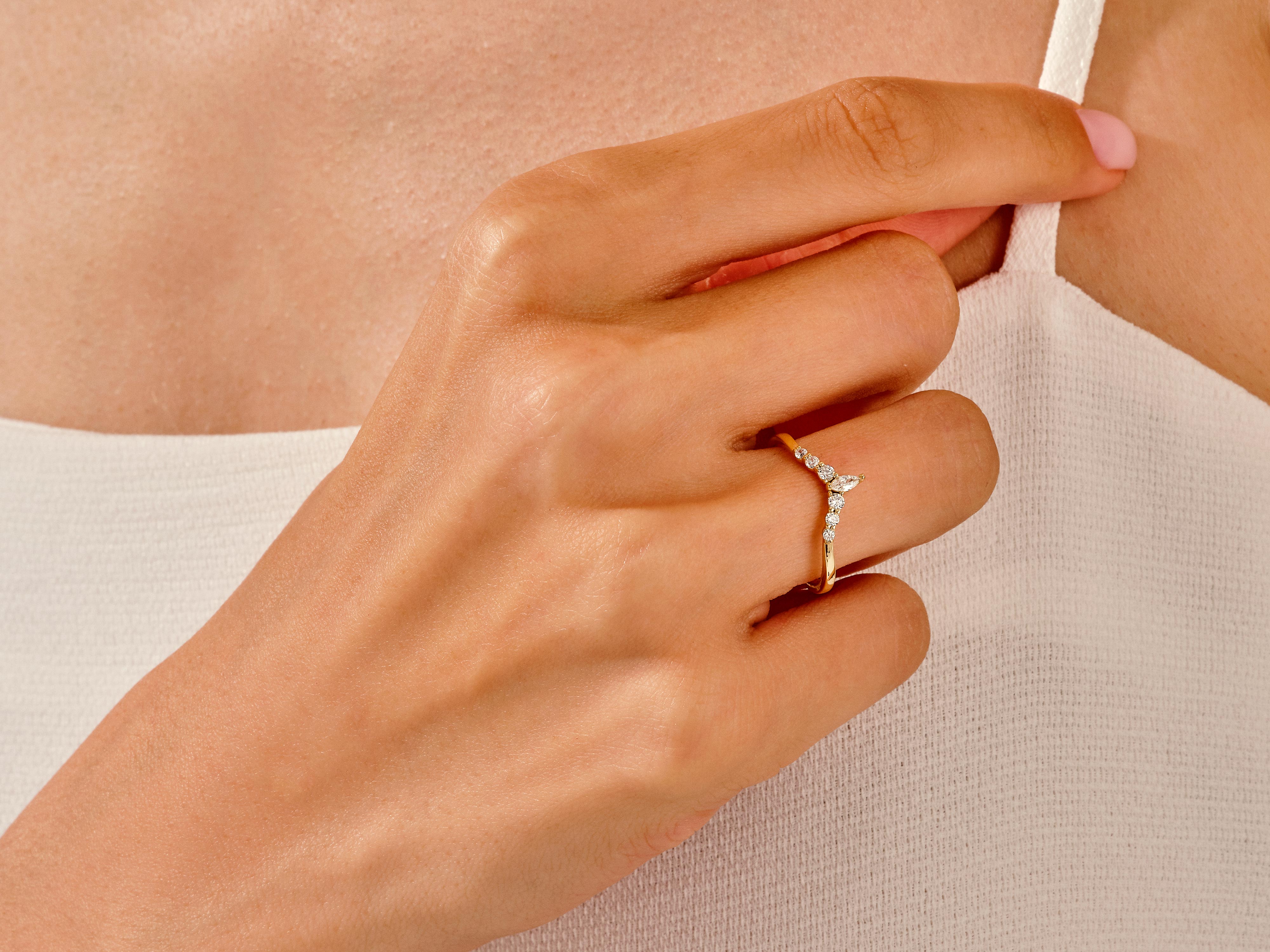 Vintage Marquise-Spitzen Moissanit-Ehering