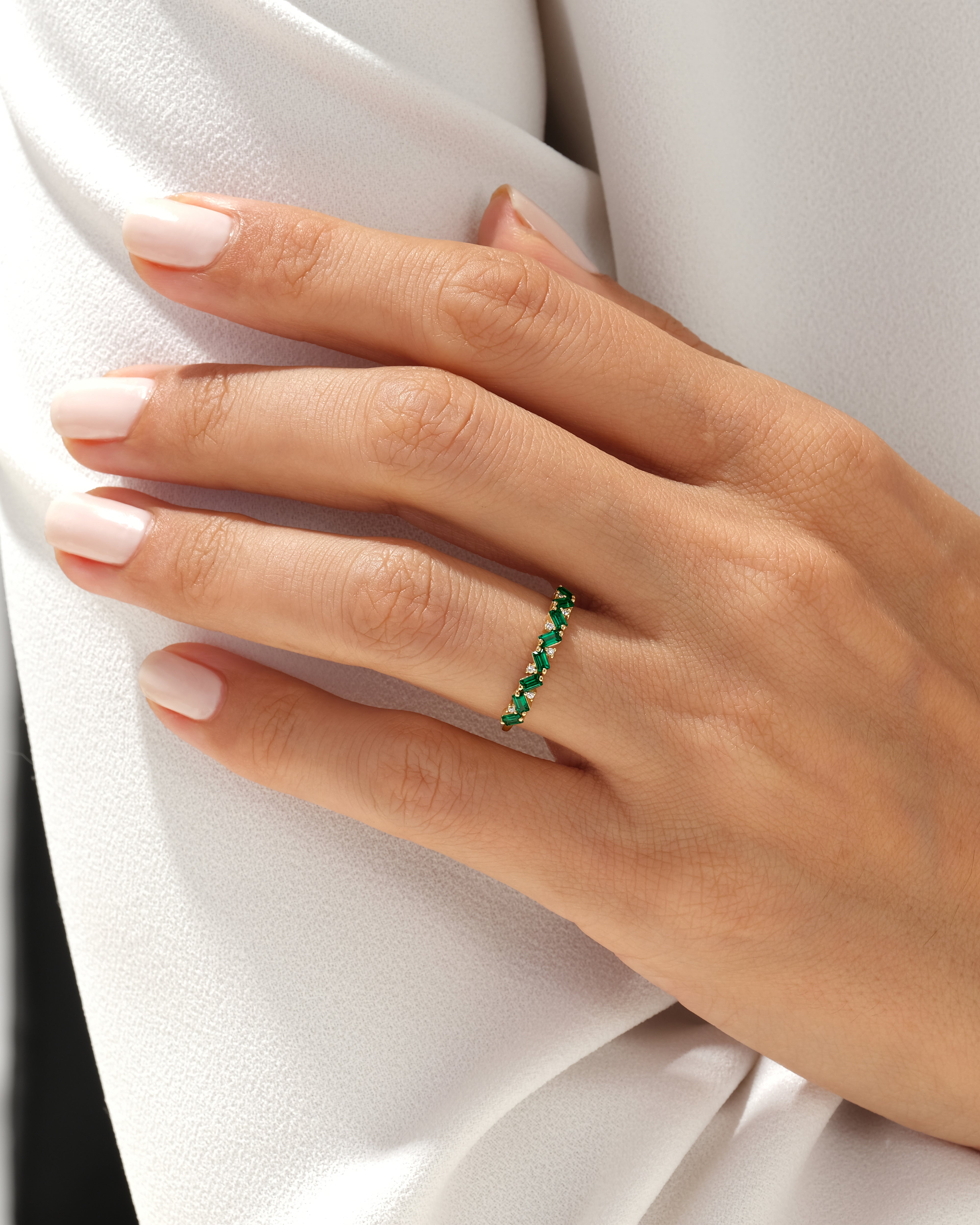 Geburtsstein Ring mit Baguette- & Rundschliff