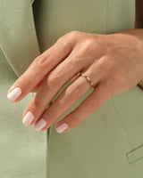 Baguette and Double Round Birthstone Ring