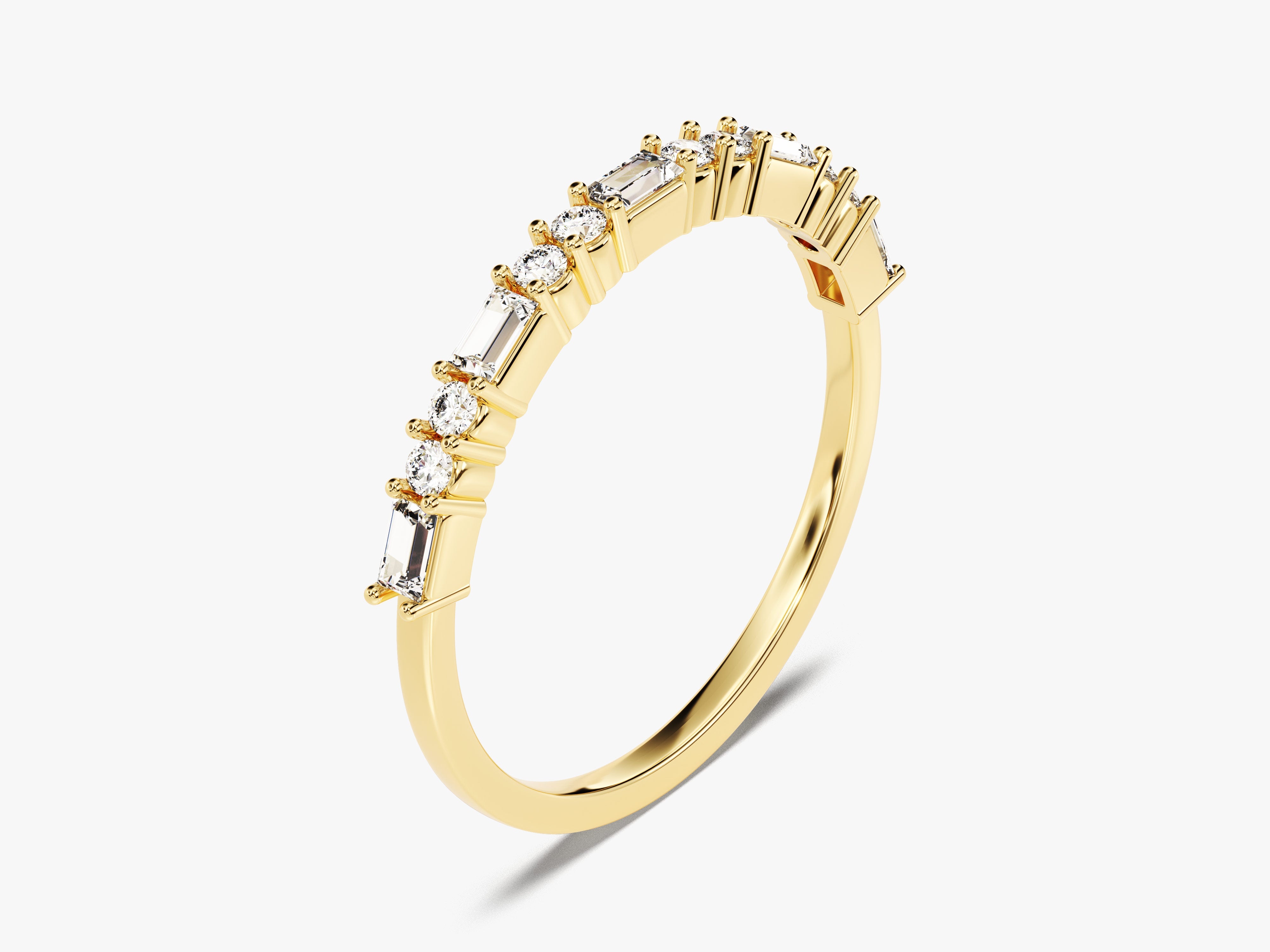 Baguetteschliff und Doppelrund-Diamant-Ehering