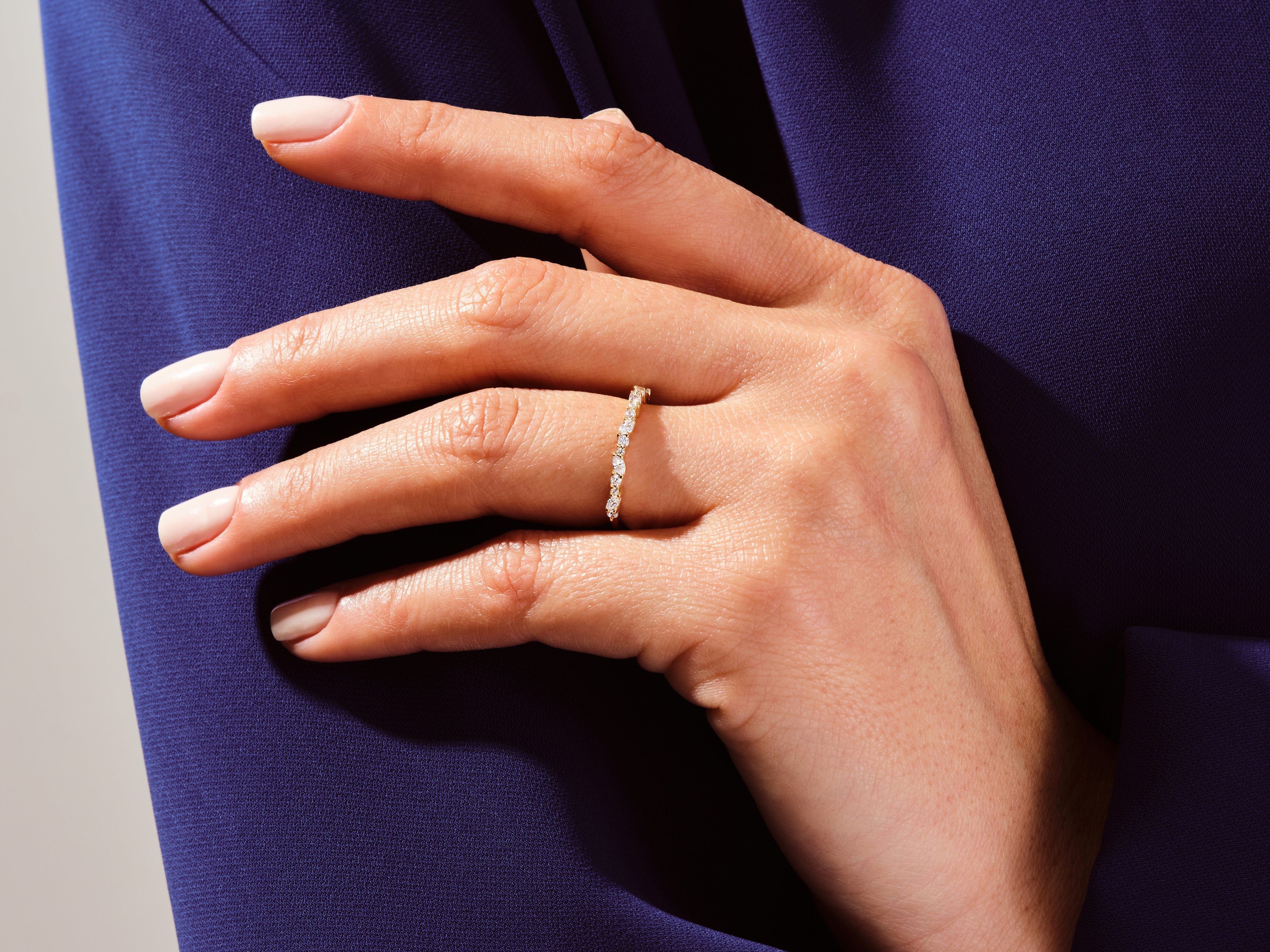 Marquise und Doppelrund Halbe-Ewigkeit Diamant-Ehering