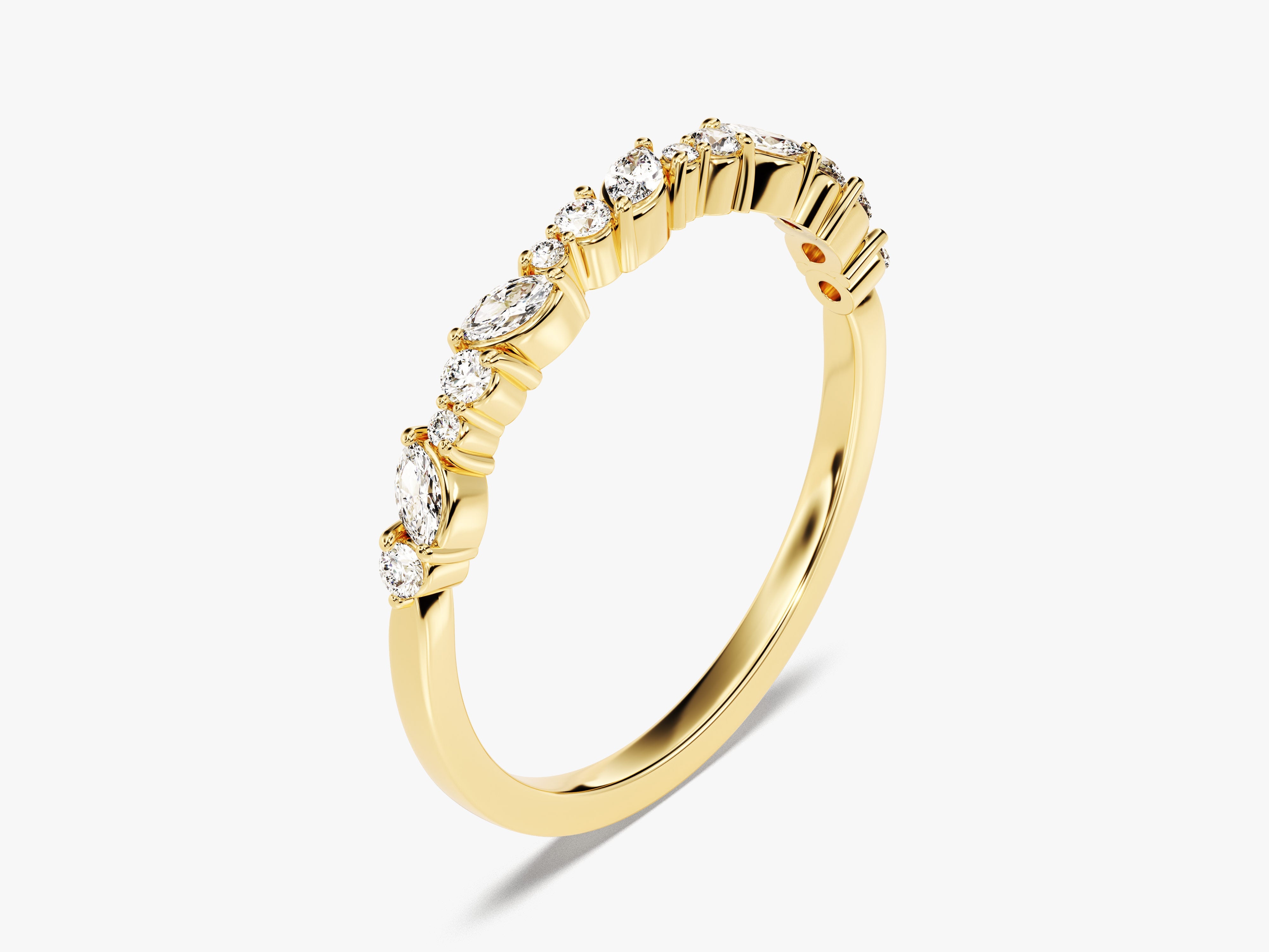 Marquise und Doppelrund Halbe-Ewigkeit Diamant-Ehering