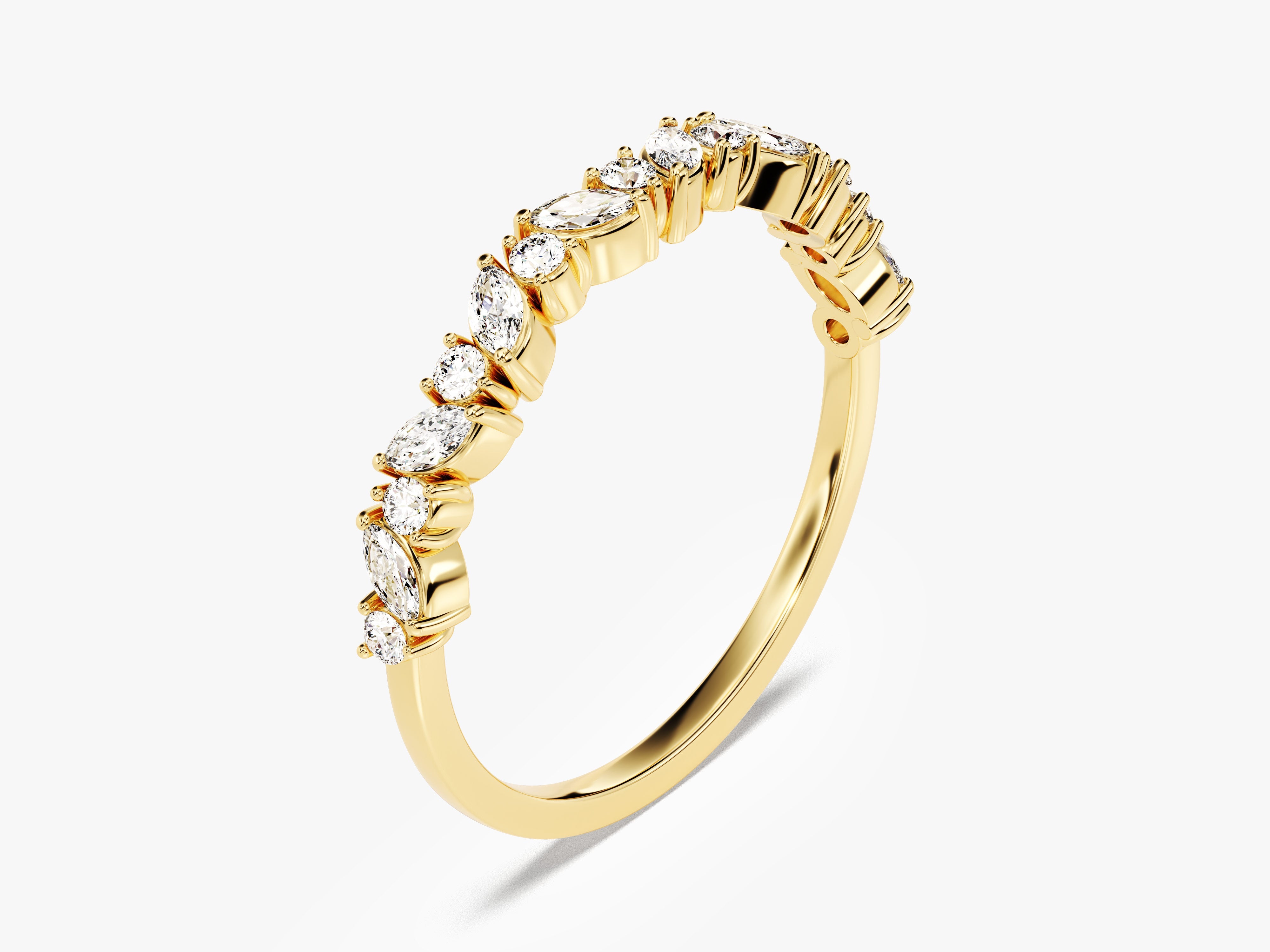 Marquise und Rund Bold Diamant-Ehering