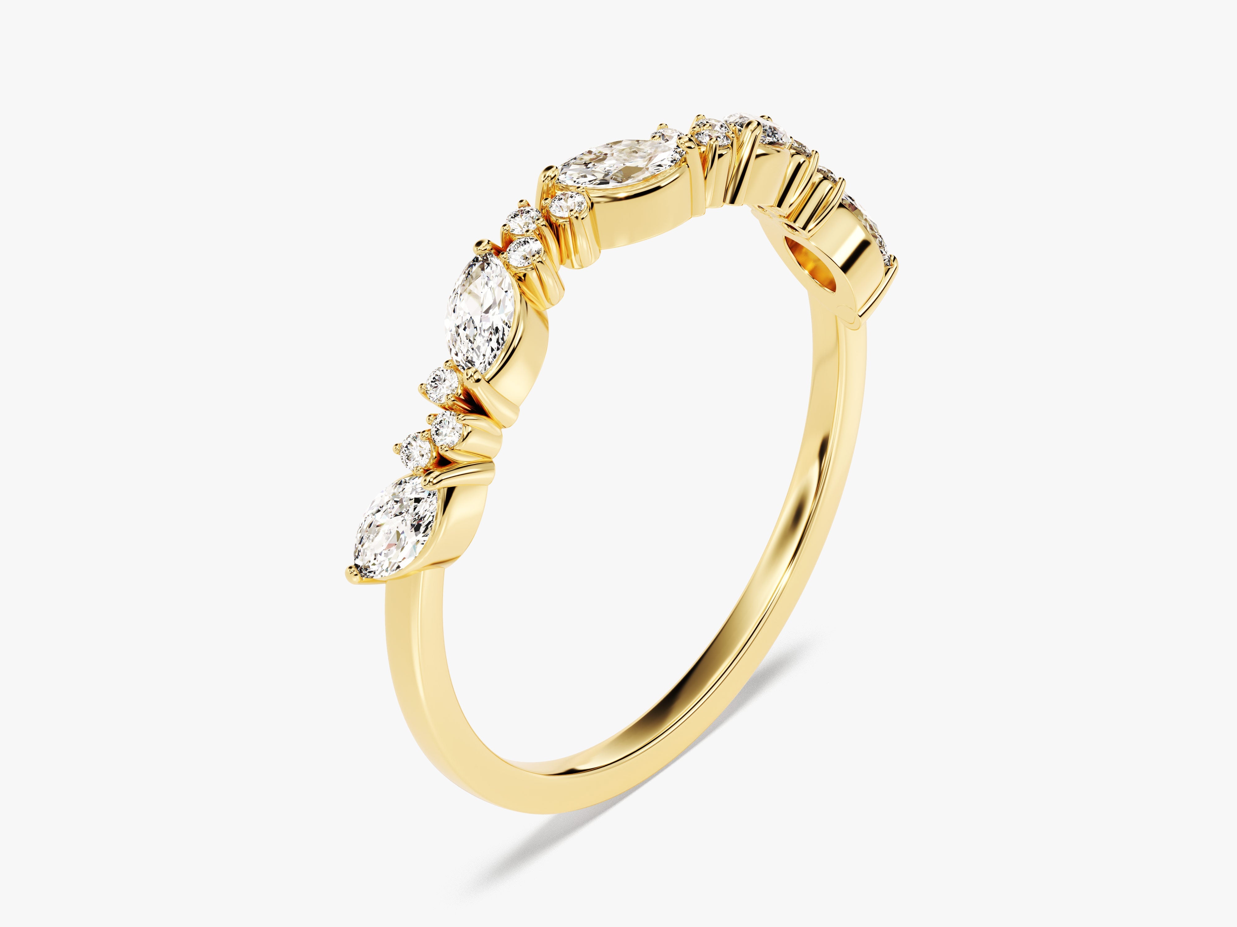 Marquise und Rund Cluster-Diamant-Ehering