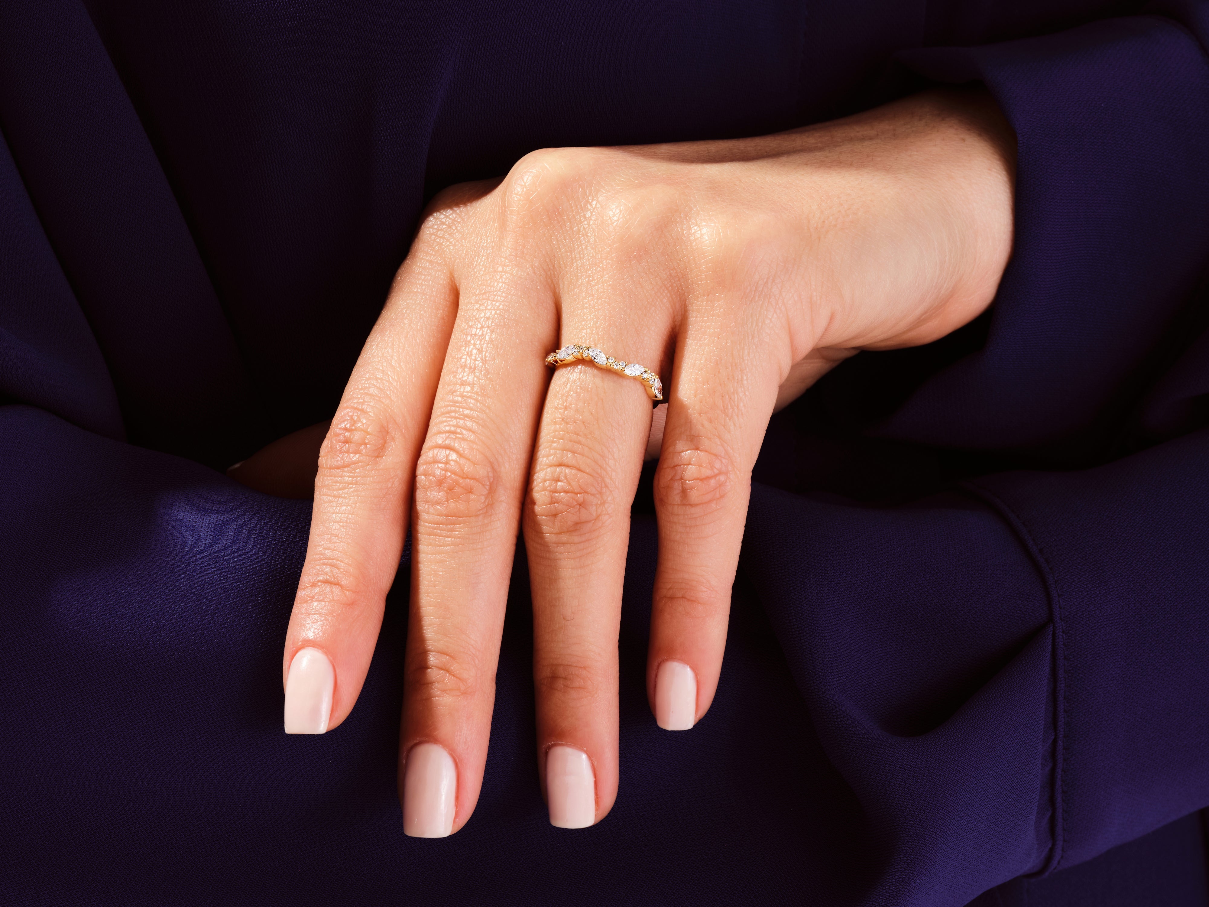 Marquise und Rund Cluster-Diamant-Ehering