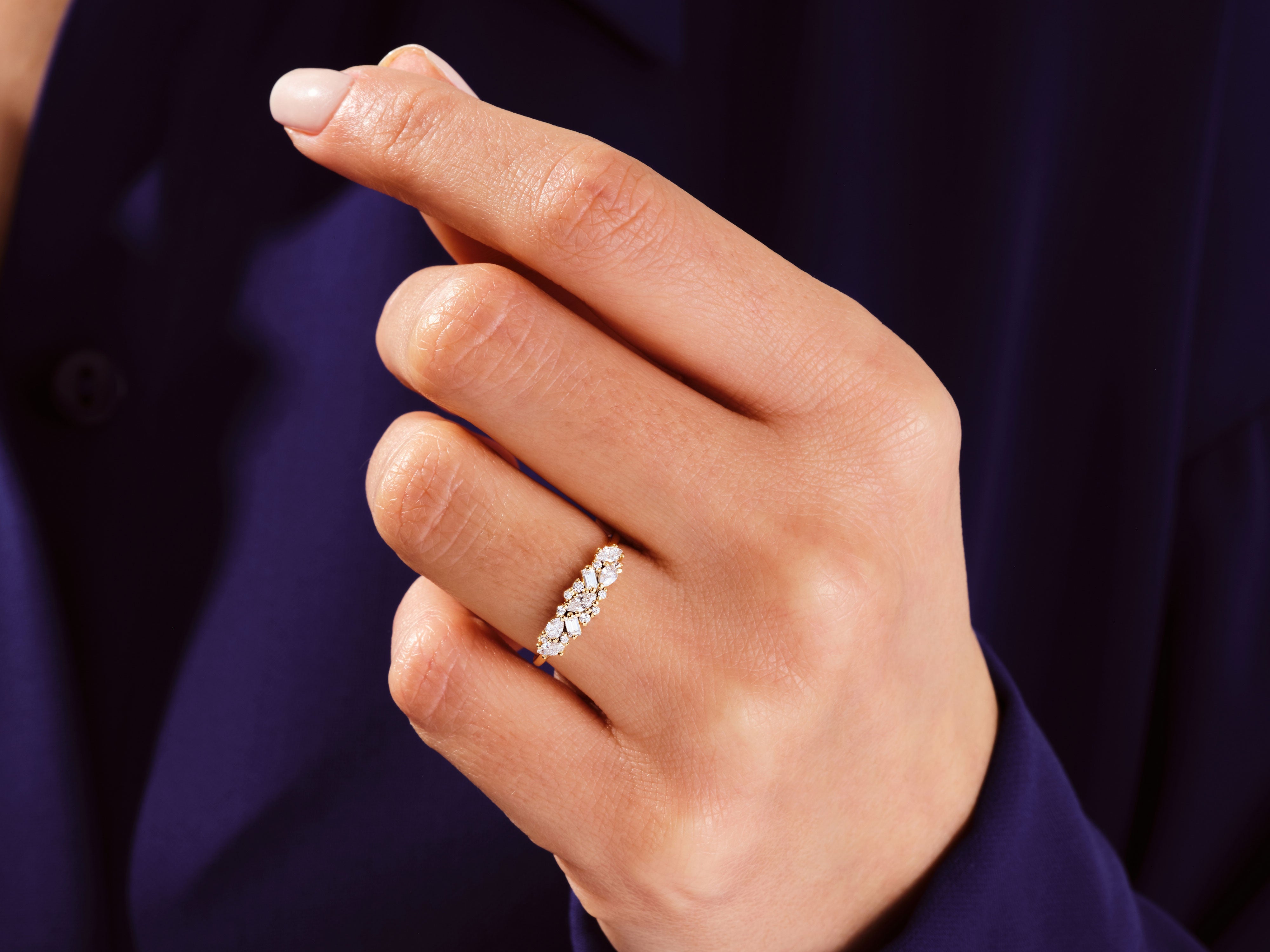 Vintage Bold Cluster-Diamant-Ehering