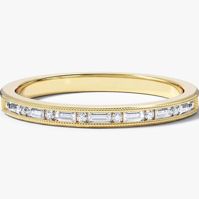 Channel Set Baguette- und Rundschliff Ring