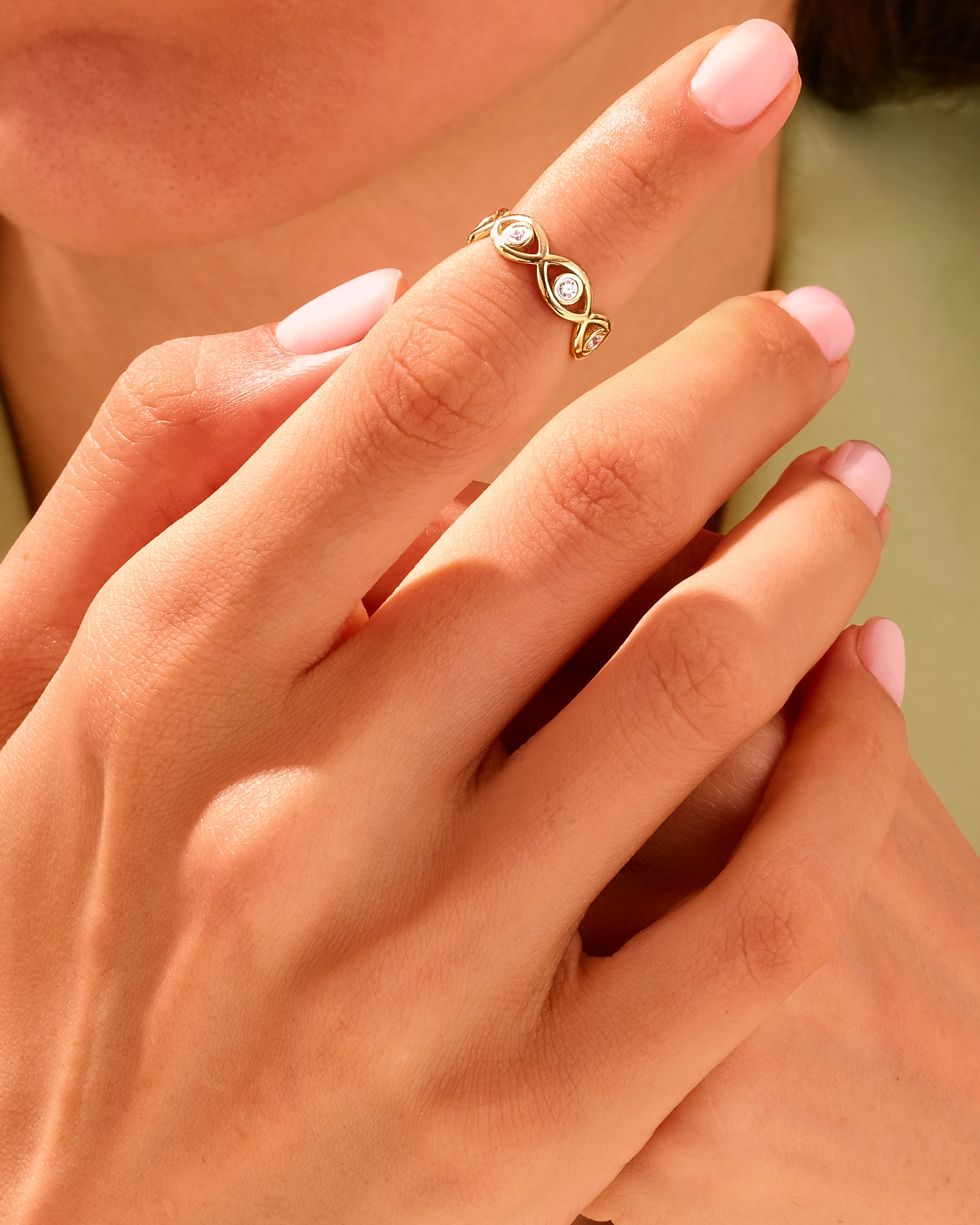 Half Eternity Evil Eye Ring