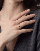 Birthstone Bezel Set Open Cuff Ring
