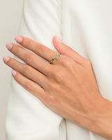 Initial Charm Birthstone Ring