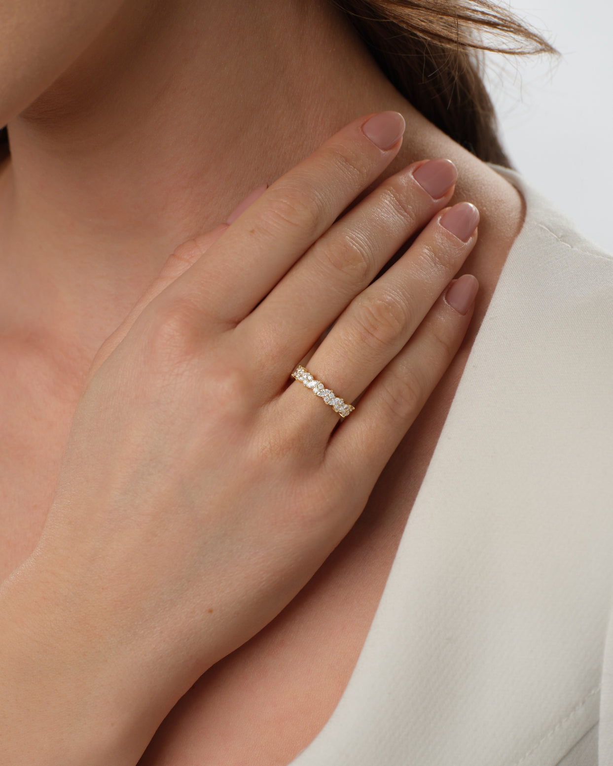 Ewigkeitsring im floralen Design mit Marquiseschliff (0,90 CT TW)
