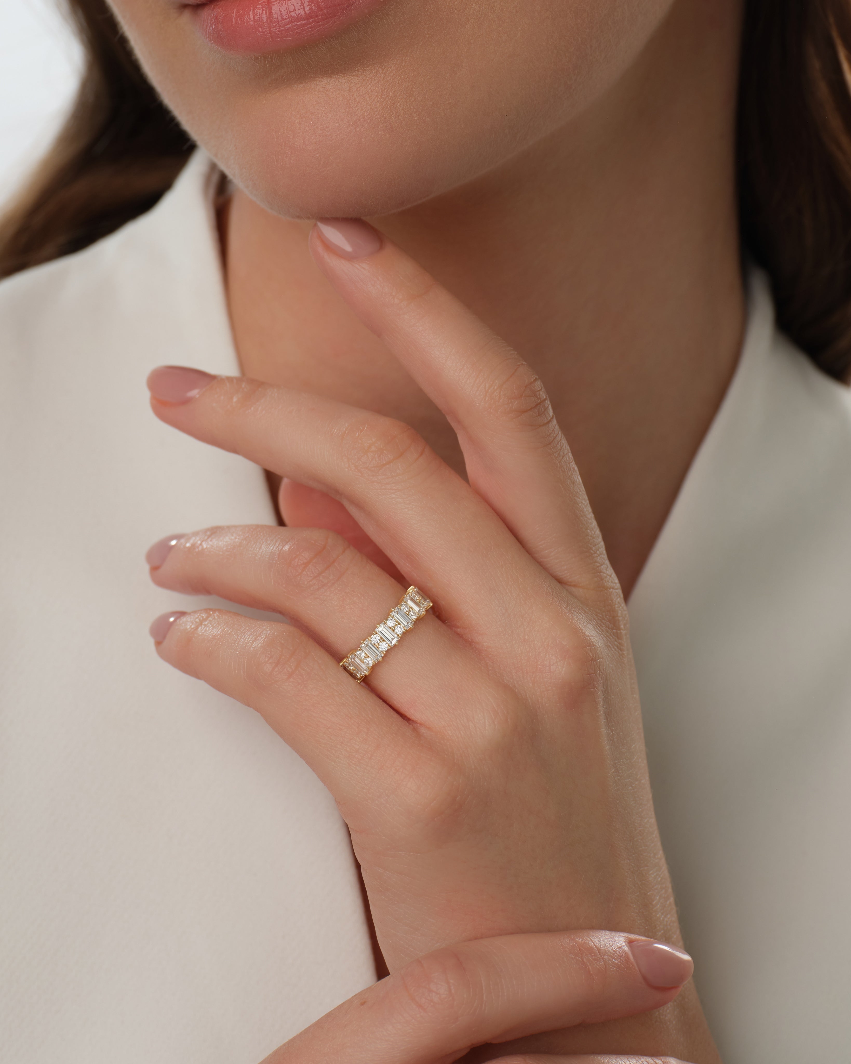 Ewigkeitsring mit Baguette Diamanten im Säulen-Design (1,20 CT TW)