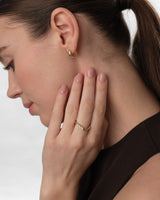Curved Birthstone Ring with Marquise Sidestones