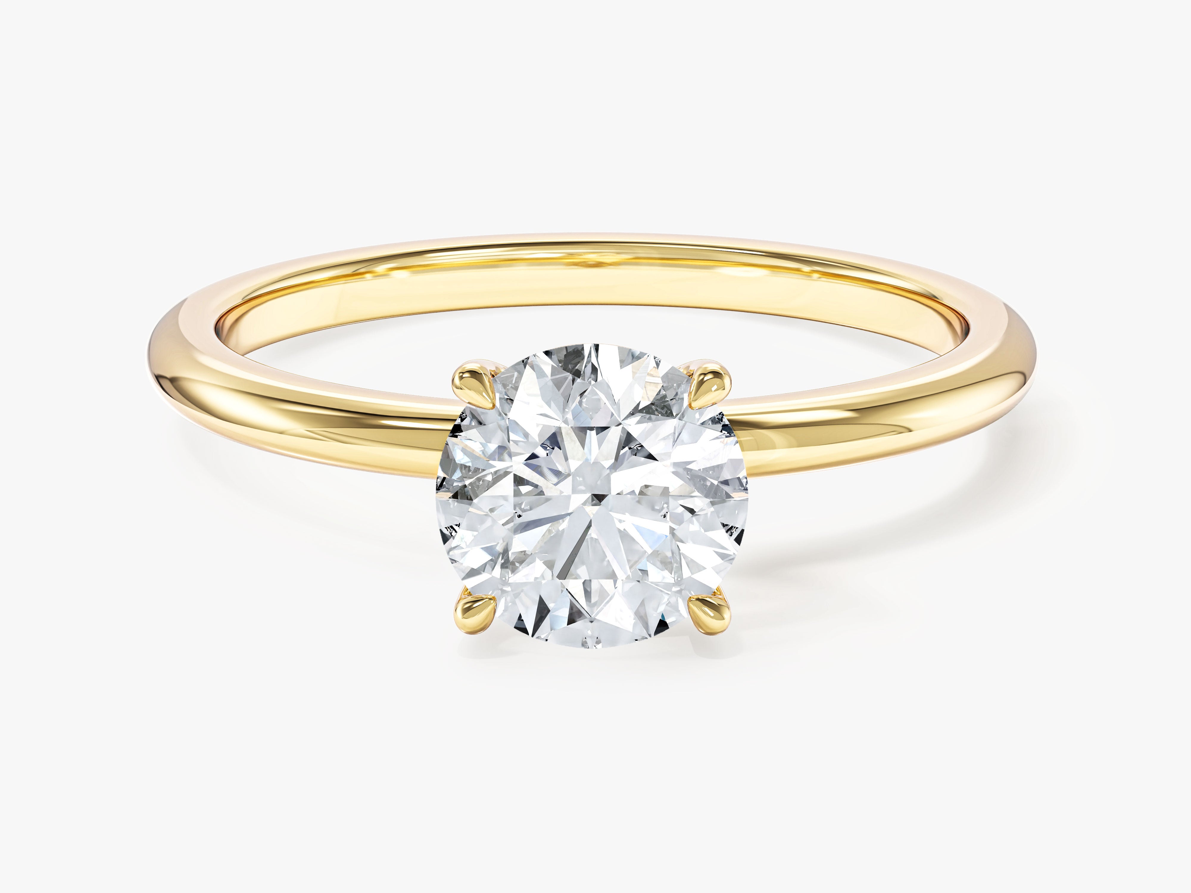 Labordiamant Verlobungsring im Rundschliff und 4-Krappen-Fassung (1.00 CT)
