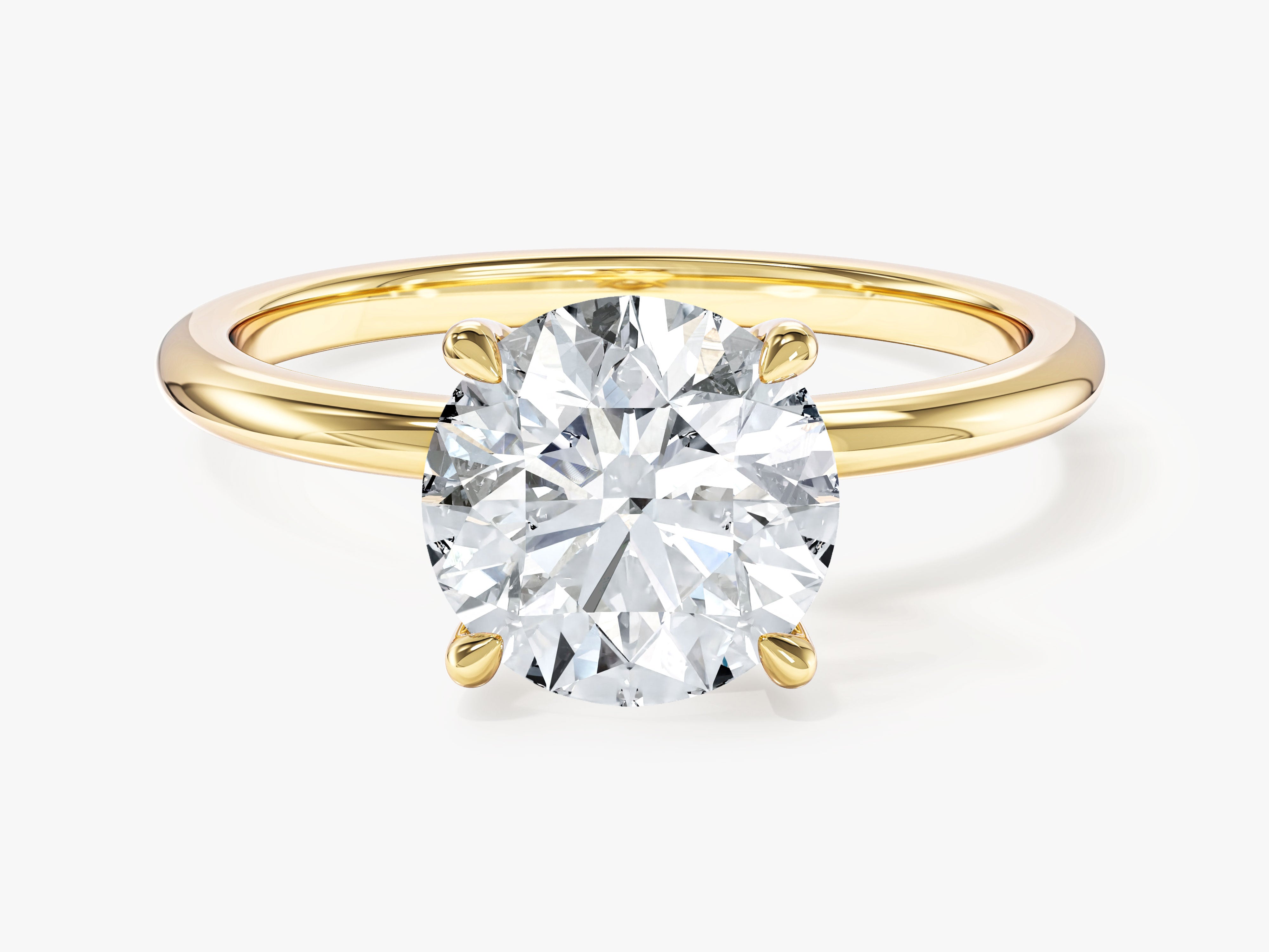 Labordiamant Verlobungsring im Rundschliff und 4-Krappen-Fassung (2.00 CT)