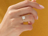 Princess cut diamond ring on a woman's hand