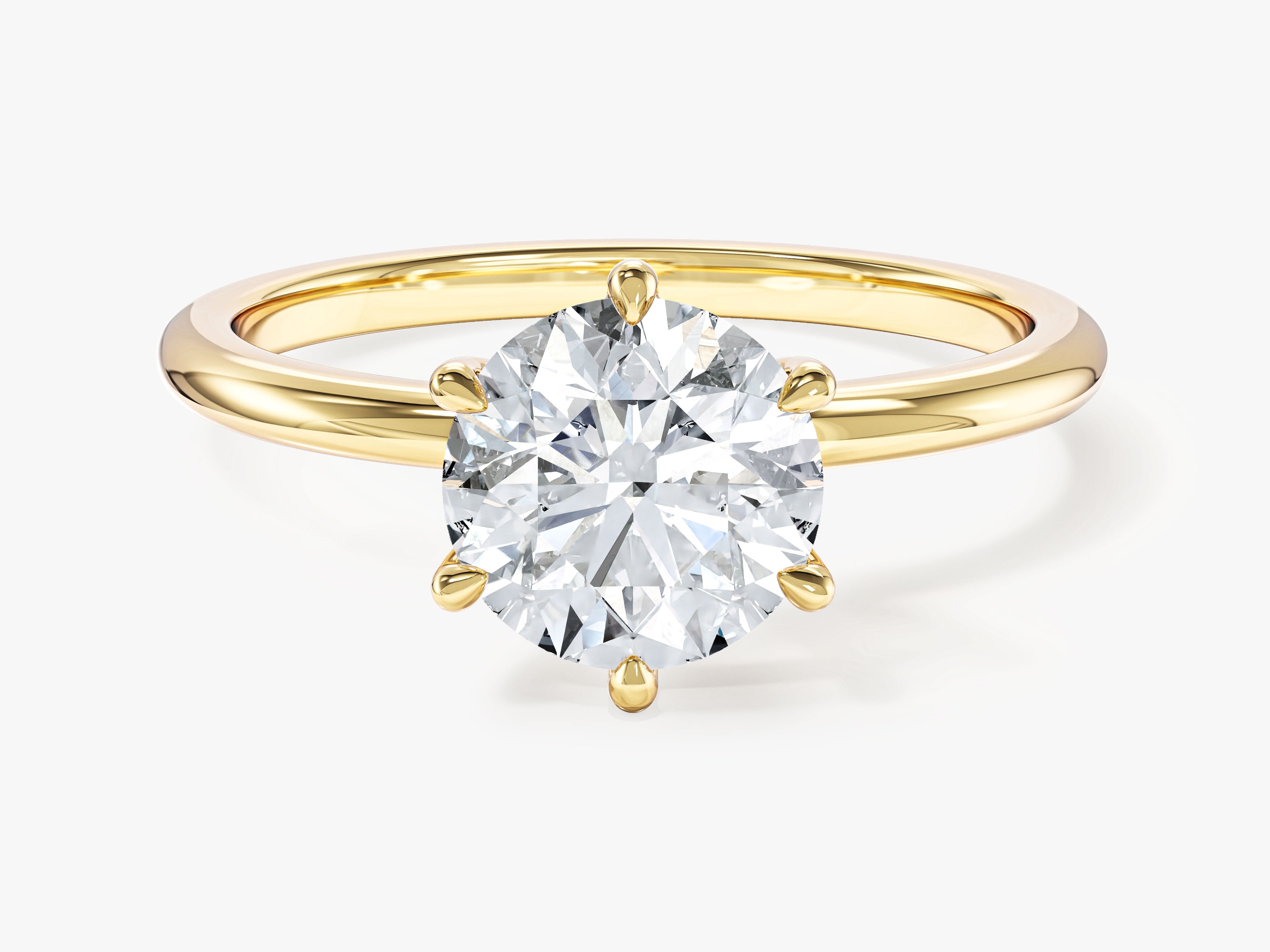 Moissanit Verlobungsring im Rundschliff und 6-Krappen-Fassung (1,50 CT)