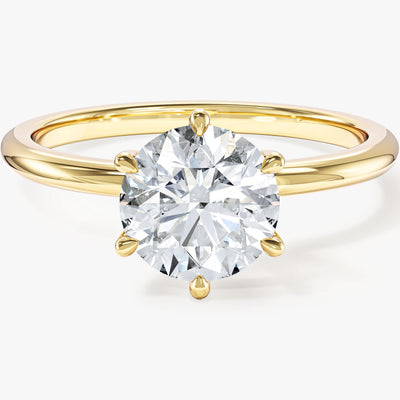 Labordiamant Verlobungsring im Rundschliff und 6-Krappen-Fassung (1.50 CT)
