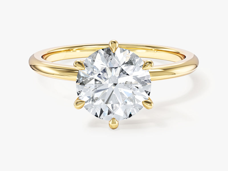 Labordiamant Verlobungsring im Rundschliff und 6-Krappen-Fassung (2.00 CT)