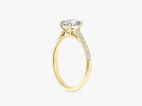 Cathedral Round Cut Lab Grown Diamond Engagement Ring with Pave Set Sidestones (1.00 CT)