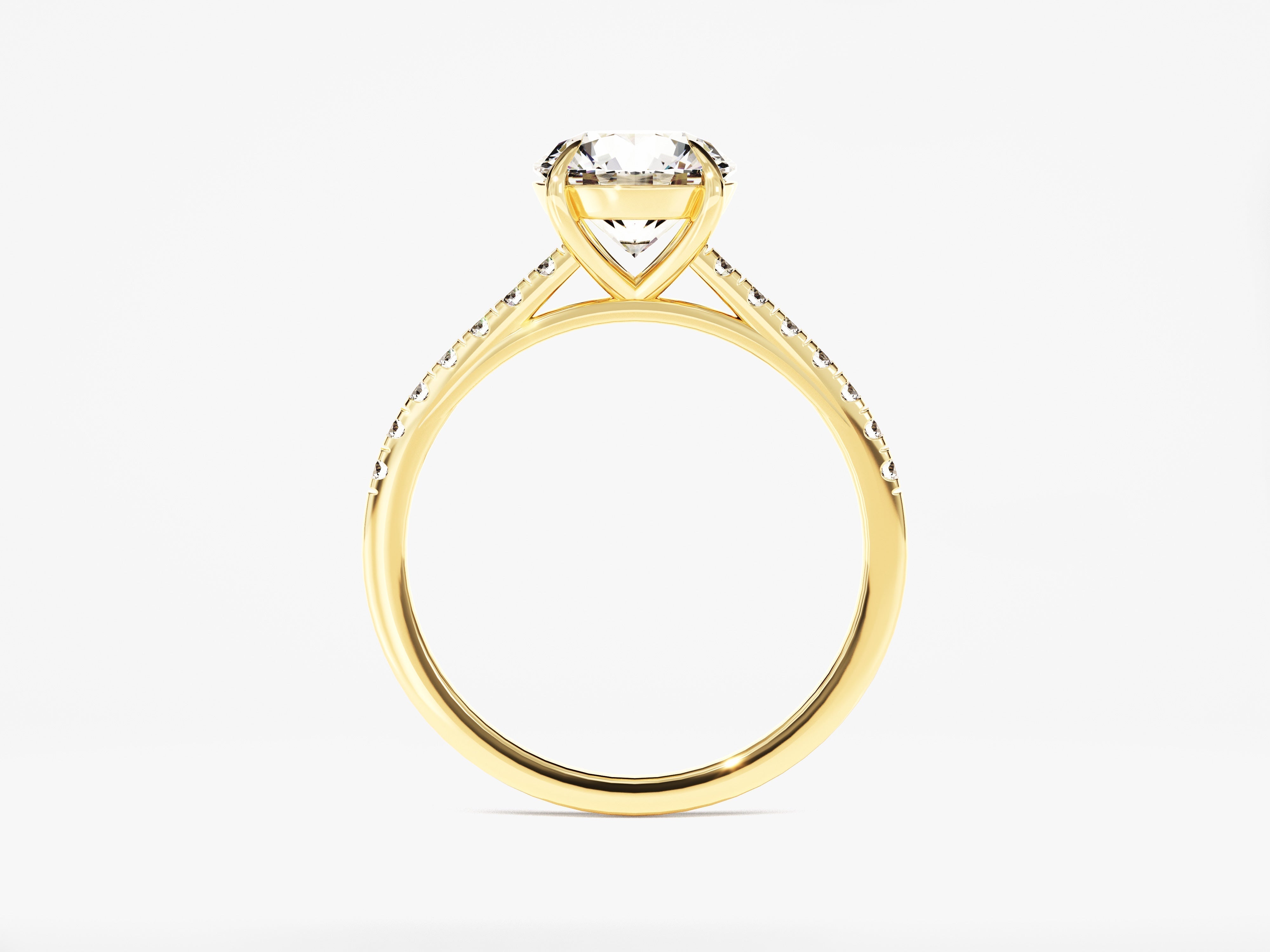 Labordiamant Verlobungsring im Rundschliff mit Kanal-Pave-Seitensteinen (1.50 CT)