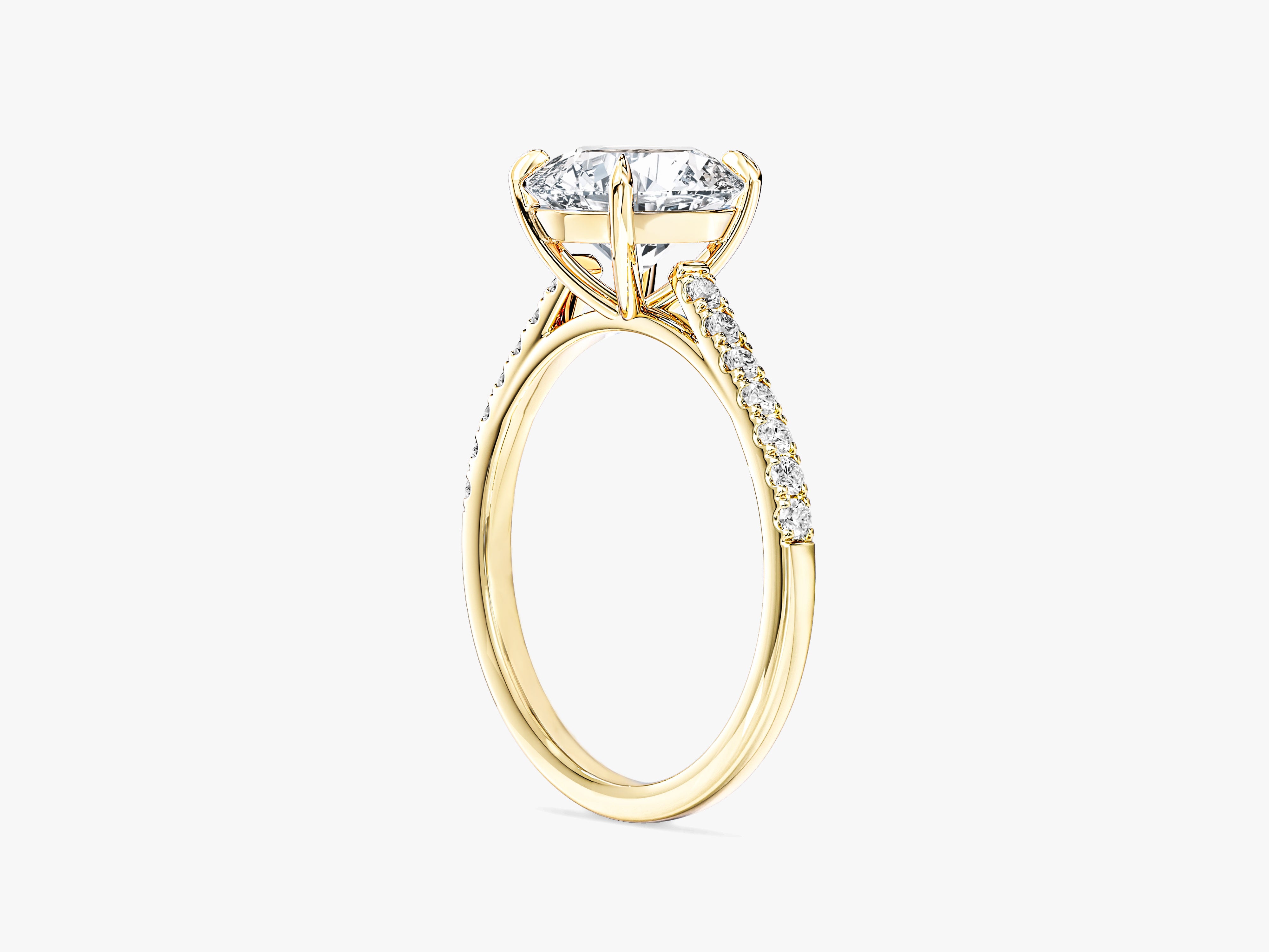 Moissanit Verlobungsring im Rundschliff mit Kanal-Pave-Seitensteinen (2,00 CT)