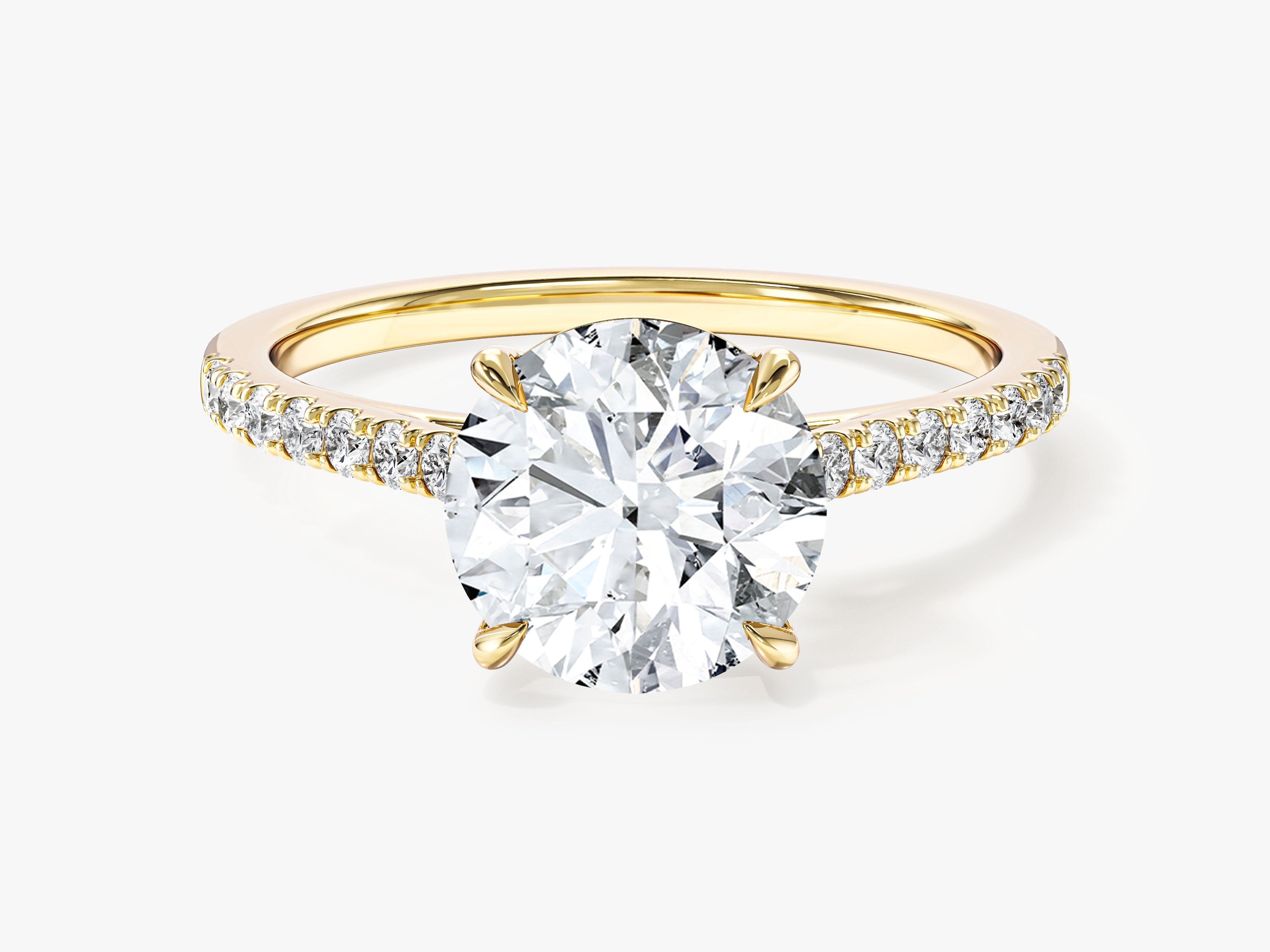 Moissanit Verlobungsring im Rundschliff mit Kanal-Pave-Seitensteinen (2,00 CT)