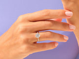 Diamond engagement ring on a hand, jewelry photography