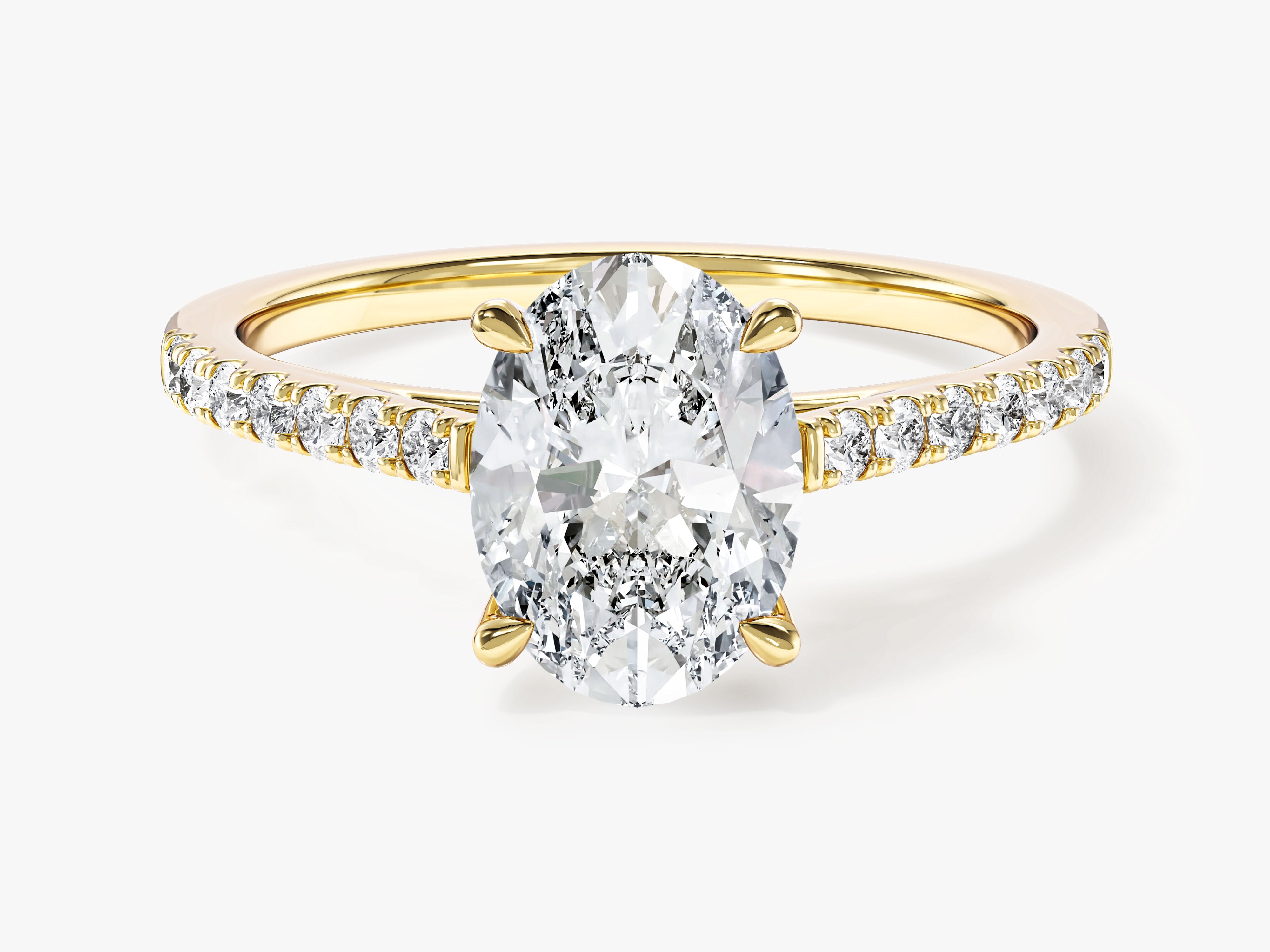 Moissanit Verlobungsring im Ovalschliff mit Pave-Seitensteinen (1,50 CT)