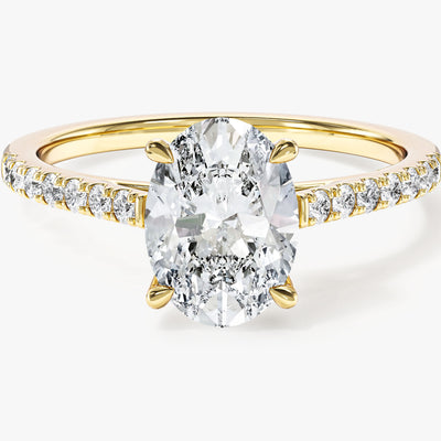 Labordiamant Verlobungsring im Ovalschliff mit Pave-Seitensteinen (1.50 CT)