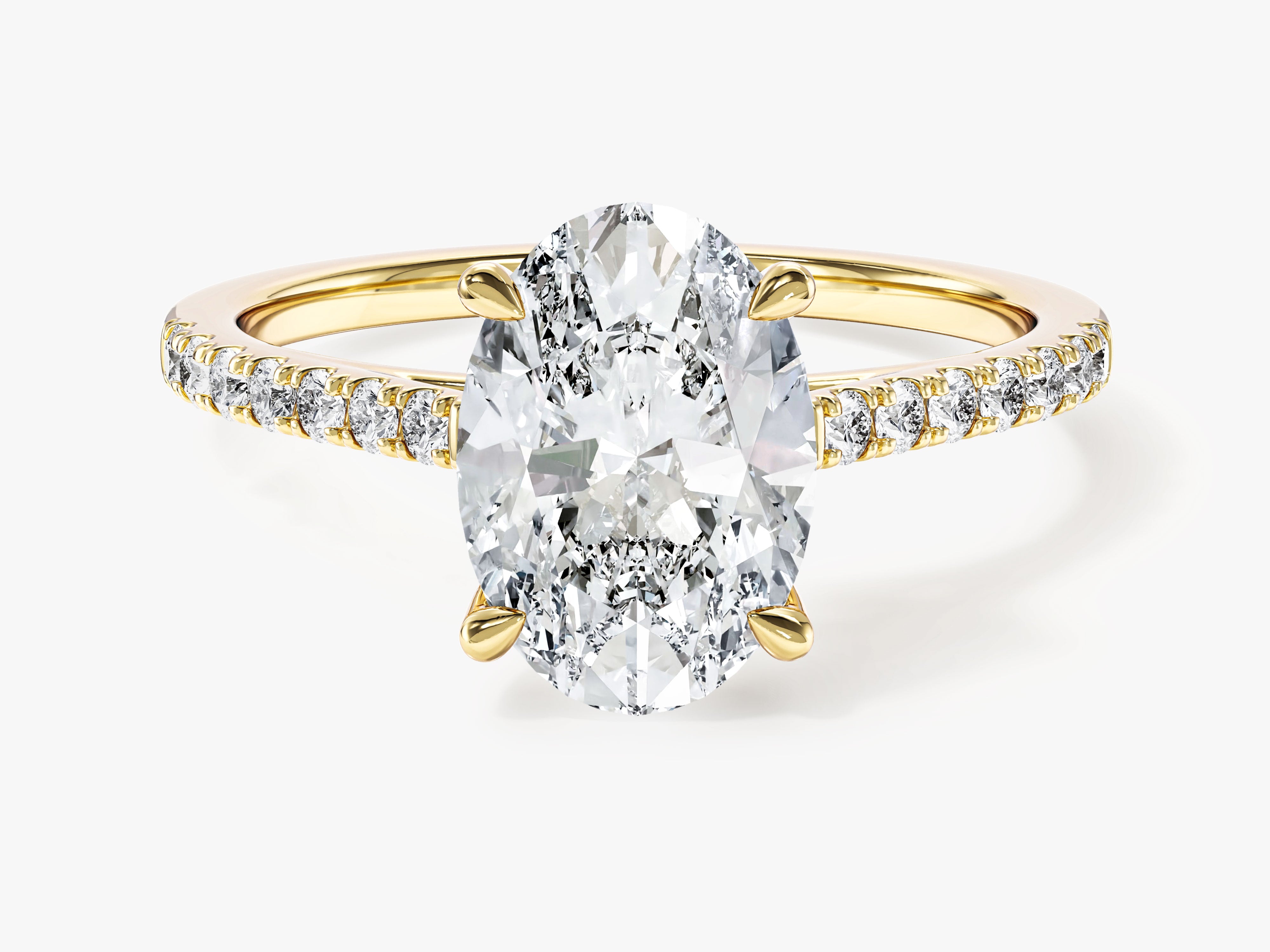 Moissanit Verlobungsring im Ovalschliff mit Pave-Seitensteinen (2,00 CT)