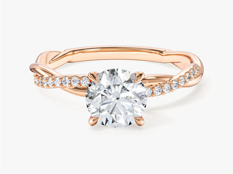 Twist Moissanit Verlobungsring im Rundschliff mit Seitensteinen (1,00 CT)