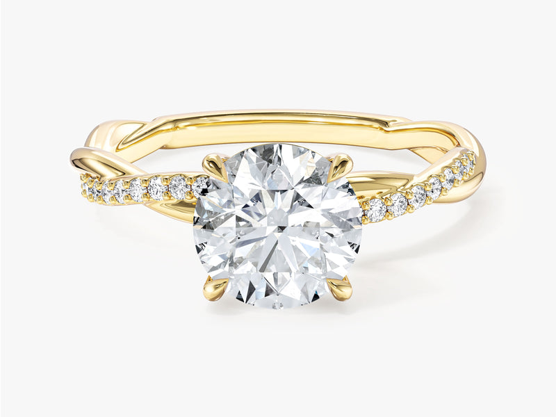 Twist Moissanit Verlobungsring im Rundschliff mit Seitensteinen (1,50 CT)