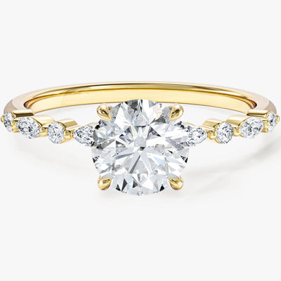 Labordiamant Verlobungsring mit Marquise-Seitensteinen (1.00 CT)