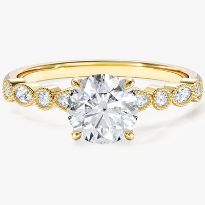 Milgrain Marquise Side Stone Moissanite Engagement Ring (1.00 CT)