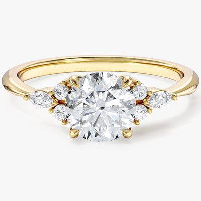 Labordiamant Verlobungsring im Rundschliff mit Cluster-Akzent (1.00 CT)