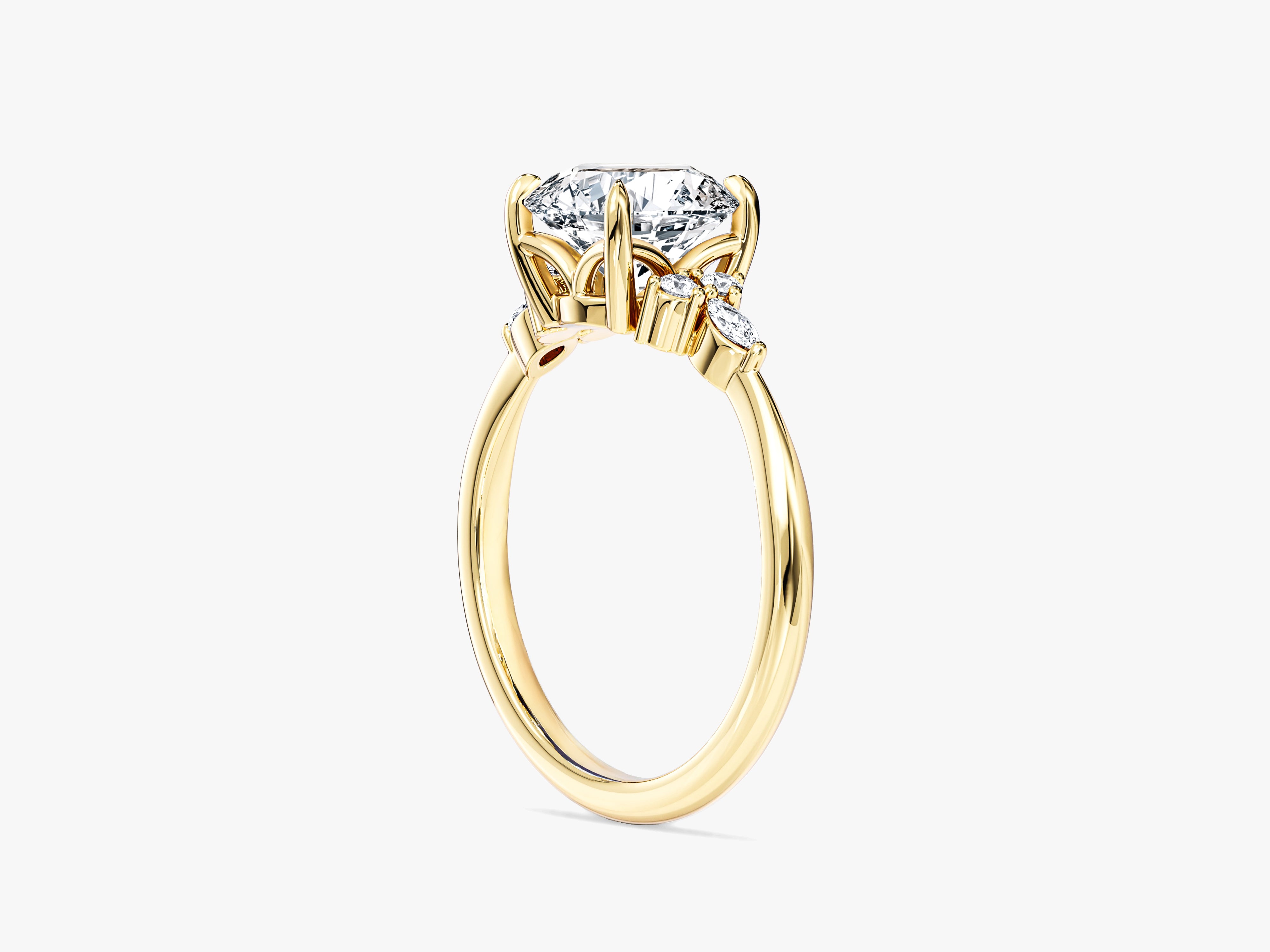 Labordiamant Verlobungsring im Rundschliff mit Cluster-Akzent (1.50 CT)