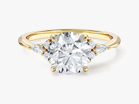 Cluster Accent Round Cut Moissanite Engagement Ring (1.50 CT)
