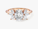 Labordiamant Verlobungsring im Ovalschliff mit Marquise-Cluster-Akzent (1.50 CT)