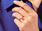 Gold ring with square diamond on hand, jewelry product shot