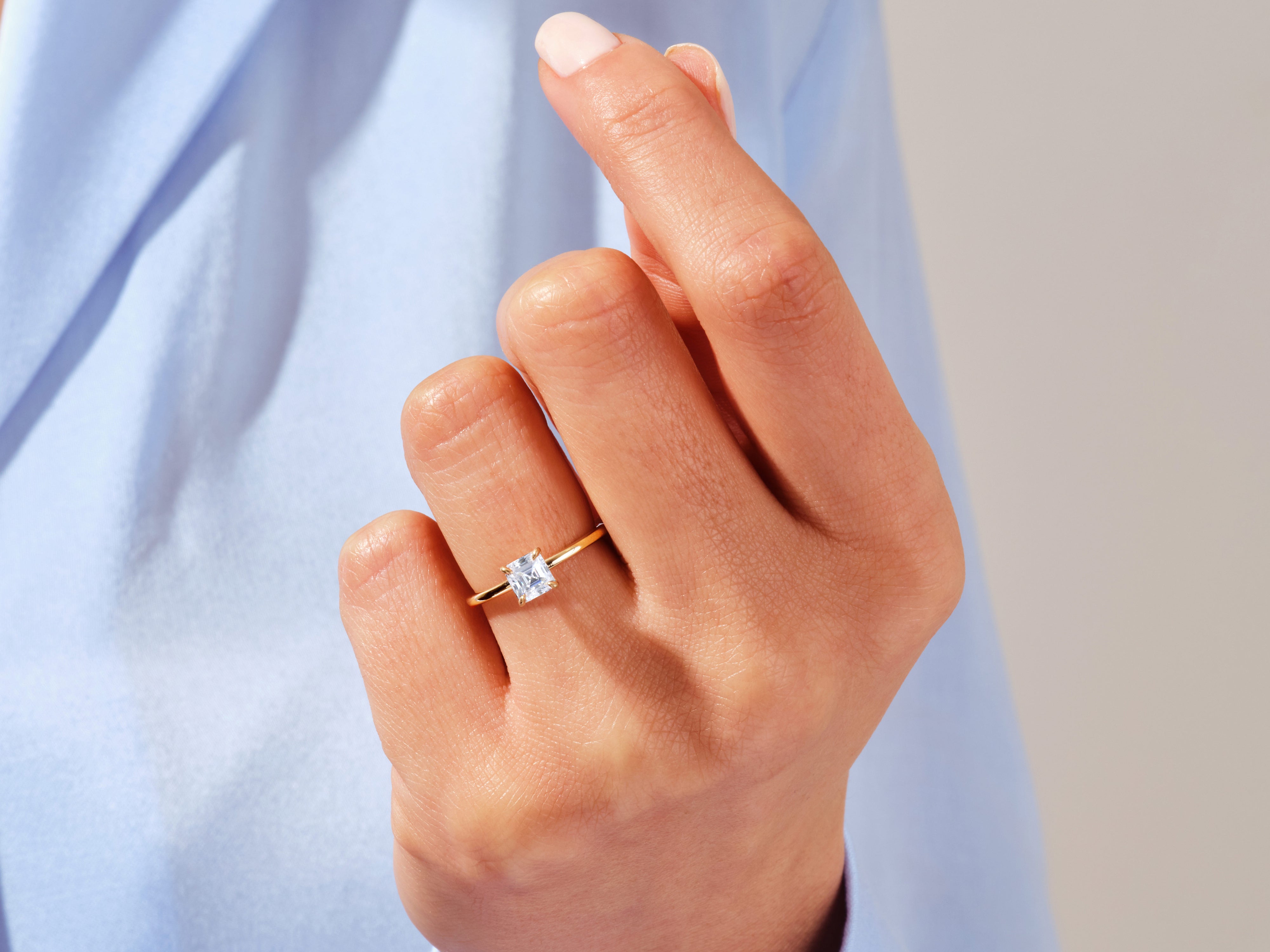 Moissanit Verlobungsring im Asscherschliff (1.00 CT)