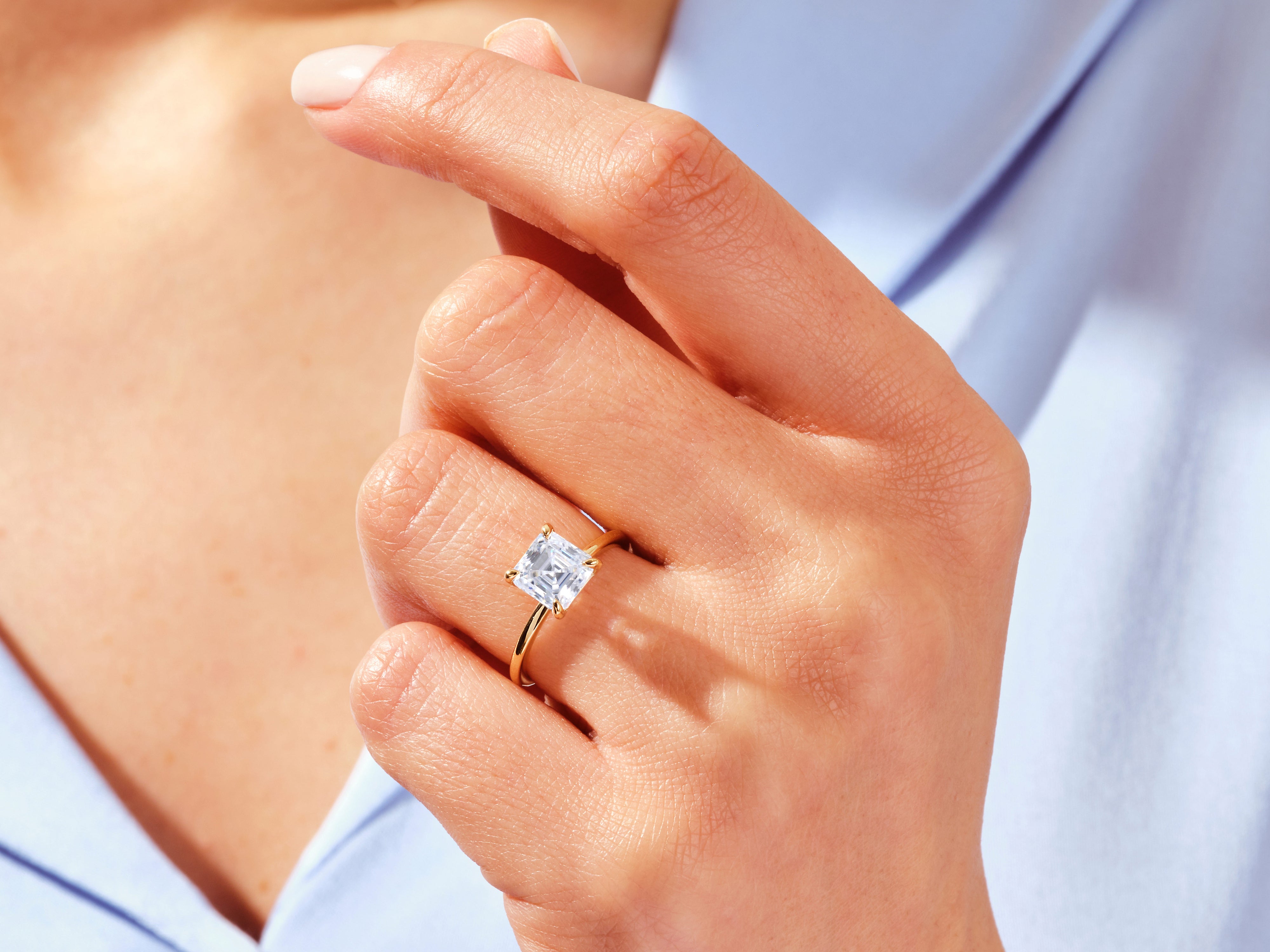 Diamond engagement ring on a woman's hand