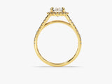 Gold halo engagement ring with diamonds