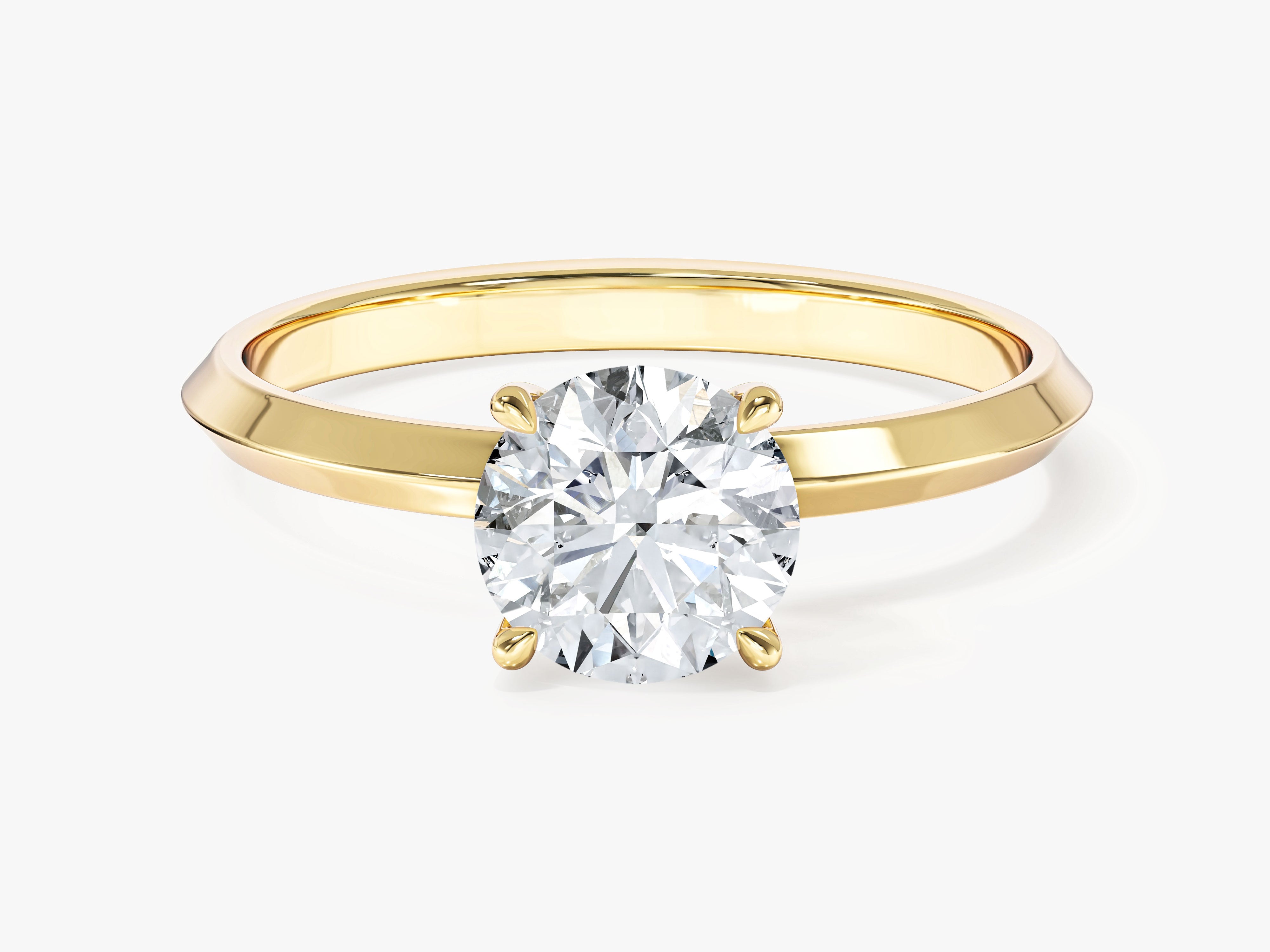 Labordiamant Verlobungsring im Rundschliff mit Messer-Kante und 4-Krappen-Fassung (1.00 CT)
