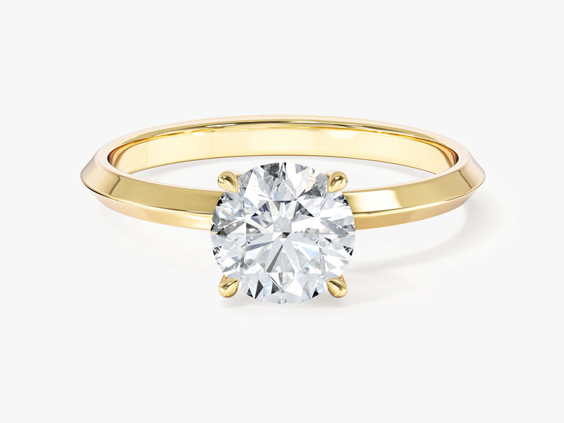 Labordiamant Verlobungsring im Rundschliff mit Messer-Kante und 4-Krappen-Fassung (1.00 CT)