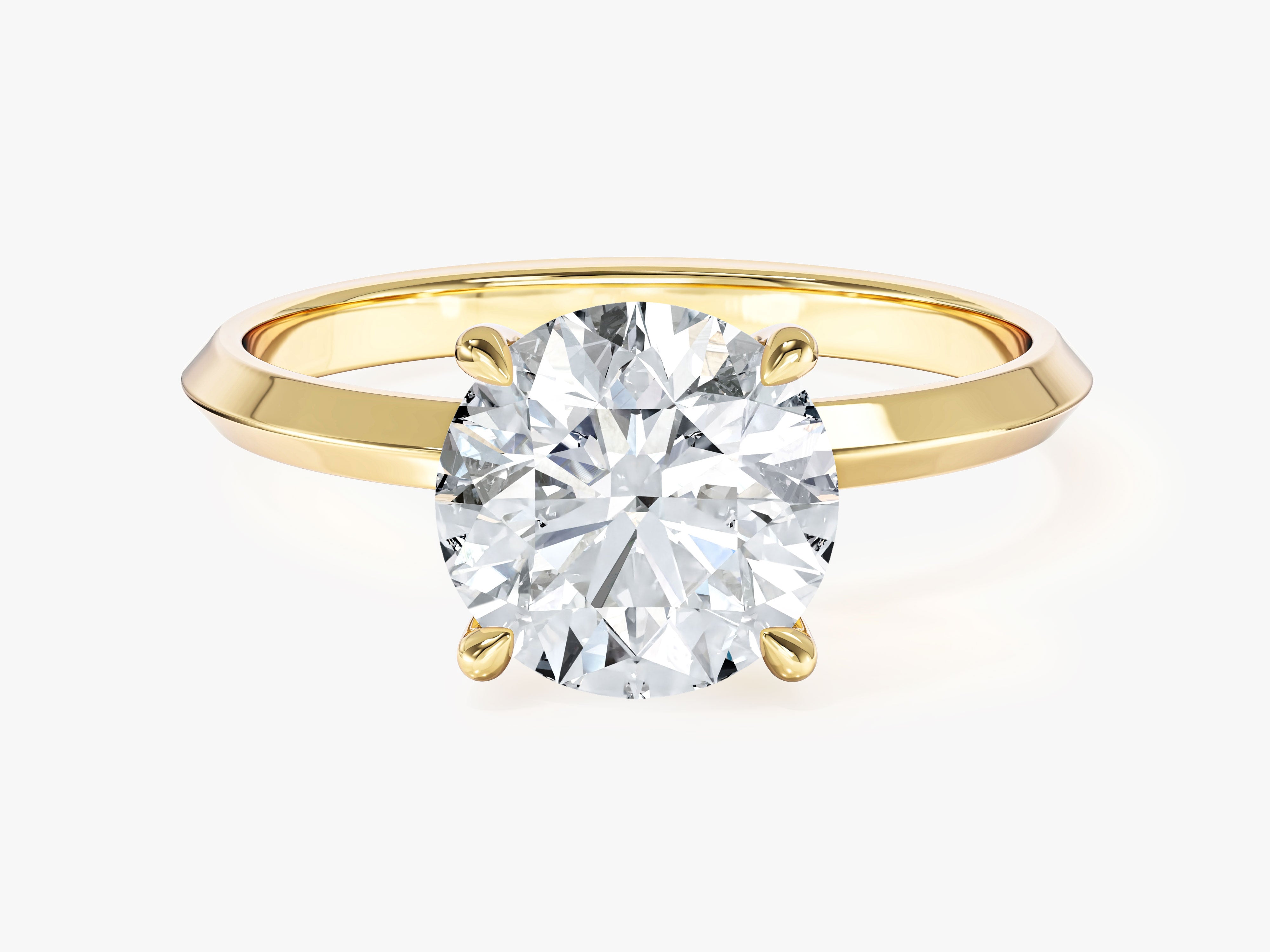 Moissanit Verlobungsring im Rundschliff mit Messer-Kante und 4-Krappen-Fassung (2,00 CT)